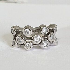 Vintage Boho Sterling Silver Chunky Crystal Cluster Scatter Ring